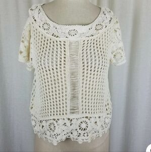 Cato Cream Crochet short sleeve summer top